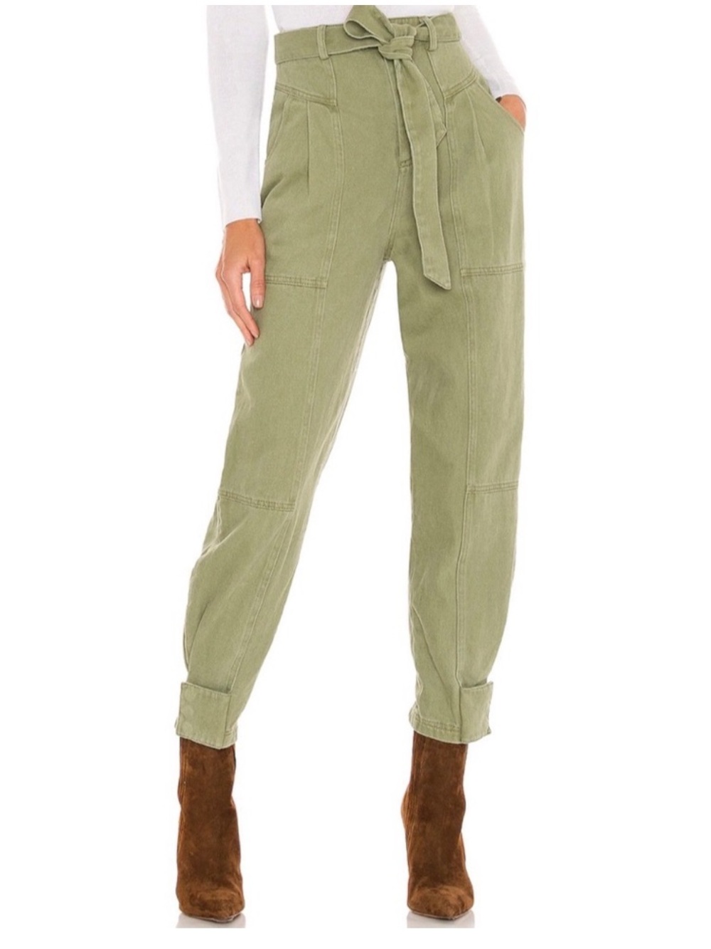 Tularosa High Rise Utility Cargo Pants 100% Cotton Green Size Large